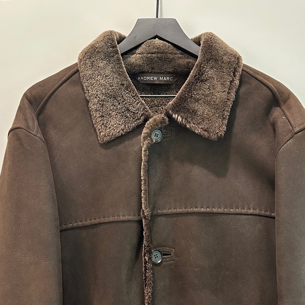 Andrew Marc Dark Brown Lamb Shearling Coat